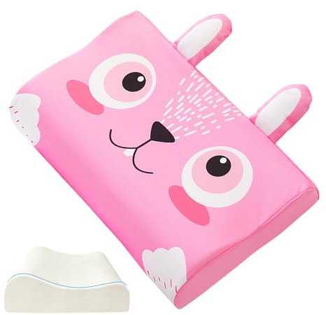 Lpoppcx Almohada para Cama de Niños Pequeños,Almohada Encantadora para Niños - Cojín Ergonómico para Piel con Diseño De Animales Bonito para Niña Niño Hogar Guardería Sofá Viaje