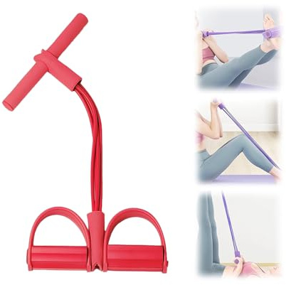 Pedale caviglie 4 tubi, fasce resistenza fitness, corda esercizi stretching, corda elastica con pedale, attrezzatura allenamento sit-up, tenditore braccia gambe per palestra domestica, yoga, pilates