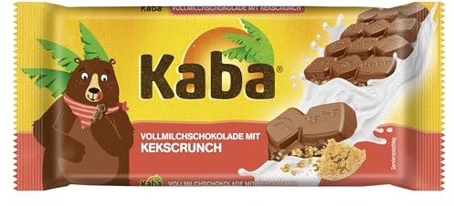 Kaba Milchschokolade mit Keks-Crunch, Vollmilch Schokoladentafel, 90g Tafel | Vollmilch-Schokolade mit knackigen Keksen und original Kaba-Geschmack