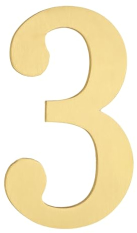 sourcing map House Numbers for Outside, 2.76 Inch Self Adhesive Brass Mailbox Decor Number Stickers for Apartment Office Hotel Room Door Signs(Number 3)