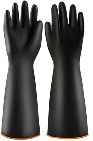 SANTUO 1 Pair Rubber Gloves, 36cm Long Chemical Resistant Heavy Duty Work Gloves, Waterproof Acid and Alkali Resistant Safety Gloves for Drain Cleaning, Industrial and Household Use, Non-Slip