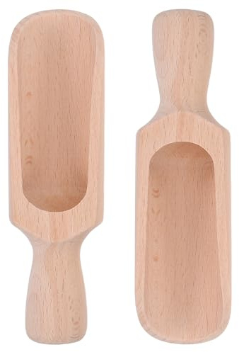 NUOBESTY Cucharas de Madera para Cocina y Baño 2 Piezas Cucharas Medidoras Grandes de Madera de Haya Natural Azúcar y Condimentos para Uso Diario