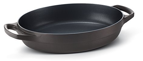 Lagostina Cooking Fusion Lasagnera Ovale da Forno, Acciaio, Nero, 28 cm