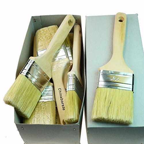 ROTIX-91526 | 3 x Flachpinsel Lackier-Pinsel 60 mm 3er-Pack | 6. Stärke für Maler (helle Borste)