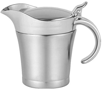 Double Insulated Gravy Boat - Stainless Steel Sauce Jug with Hinged Lid Hinged Lid Ideal for Gravy or Cream at Thanksgiving (750ML/26 OZ)