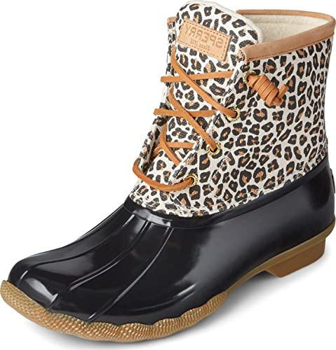 Sperry Women's Saltwater Rain Boot, Animal Print, 7.5