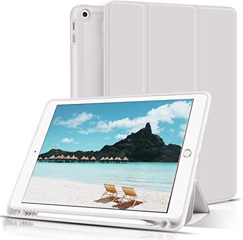 aoub Kompatibel mit iPad 2018/2017 9,7 Zoll Hülle Fallbeständig und verschleißfest Eingebauter Stifthalter Smart Schutzhülle aus Silikon mit Schlafen/Wachen Kompatibel mit iPad 5. und 6. Gen,Grau