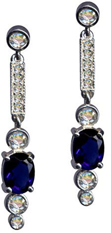 OHRRINGE/Echt Silber 925 mit Zirkonia/Jugendstil Design/Steinfarbe: transparent weiss blau/modern cool trendy hip/Online Shop Schmuck kaufen / 58093