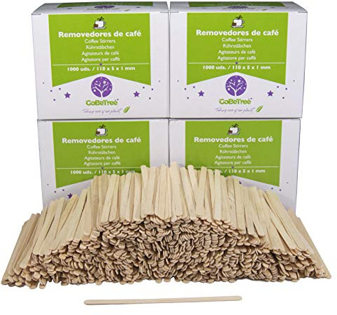 4000 Palettine Da Caffè In Legno Da 11 Cm - Bastoncini Usa E Getta Per Mescolare, Agitare Caffè E Tè, Ideali Per L'Artigianato