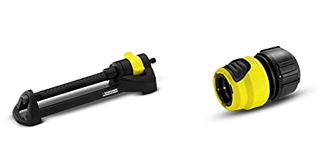 Kärcher 2.645-133.0 45.0 x 13.6 x 8.6 cm OS3.220 Oscillating Sprinkler - Black/Yellow & 2.645-194.0 Universal Hose Connector Plus with Aqua Stop, Black, Yellow, 140.0 mm*48.0 mm*82.0 mm