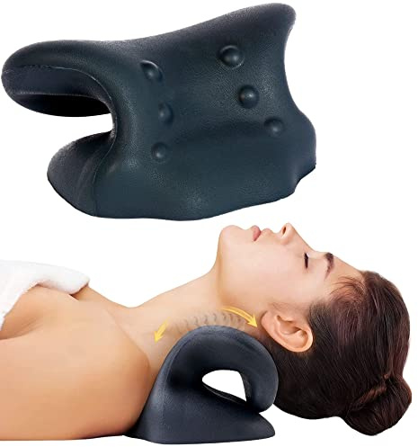 Ozental Nackenstützkissen, Chiropraktik-Gerät zur Korrektur der Halswirbelsäule, Massagekissen für Halswirbelsäule und Nacken zur Linderung schmerzhafter Halswirbelsäule