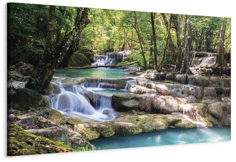 murando Quadro Cascata Paesaggio 90x30 cm 1 Pezzo - Stampa su Tela Strutturata XXL Grande - Quadri Moderni Soggiorno Grandi - Stampe da Parete Murale Arte Moderno Pittura - c-B-0258-b-a
