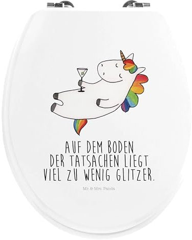 Mr. & Mrs. Panda Motiv WC Sitz Einhorn Cocktail - Geschenk, Einhörner, Freundin, Klobrille, witzig, Unicorn, WC-Sitz, Klodeckel, Toilette,