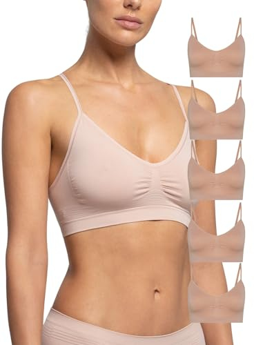 POMPEA 5 Pezzi Reggiseno Senza Ferretto Invisibile con Spalla Stretta