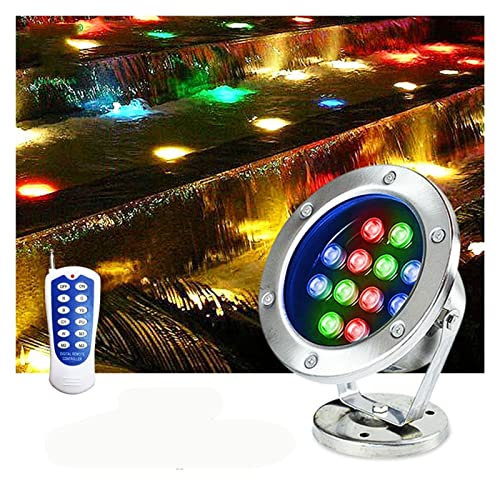 LGJEGD Unterwasserbeleuchtung Pool mit Steuerung, Edelstahl 3-36w Teichlicht 12v/24v Buntes Landschaftslicht, 8 Strom (Color : RGB+Control, Size : 6w-12v)