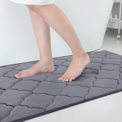 Homaxy Memory Foam Badezimmerteppich Badematte - 60 x 120 cm, Dunkelgrau | weich & komfortabel, rutschfeste rückseite, schnelles wasser-absorbent, waschbar & pflegeleicht, breite anwendungsbereiche