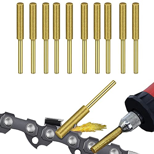 Diamant Kettensägenschärfer Set 10 Stück Kettensägensteinfeile 4mm 4,8mm 5,5mm Hohe Härte Elektrische Kettensägenfeile Schleifsteinfeile für Kettensägen für Kettensägen zum Schärfen und Schleifen