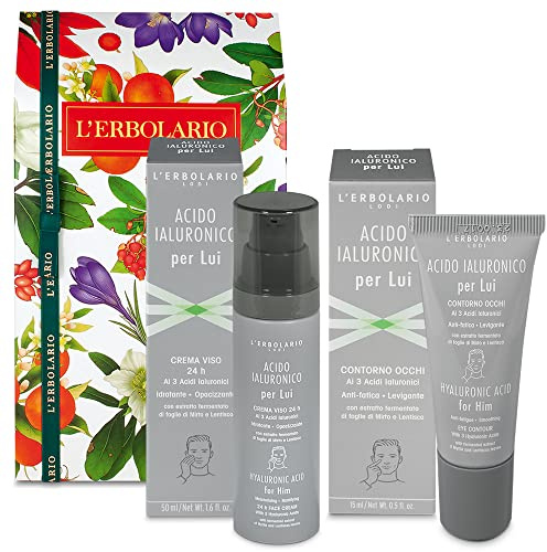 L' Erbolario - Confezione Regalo BEAUTY ROUTINE Acido Ialuronico UOMO 3 - Crema Viso 50 ml + Contorno Occhi 15 ml (BEAUTY ROUTINE 3)