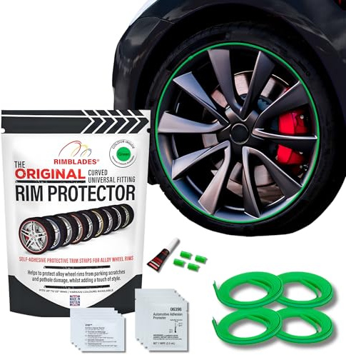 Rimblades Original – NEUER DELUXE-Felgenschutz für Leichtmetallfelgen | Schutz für Leichtmetallfelgen | Radschutz | Passend für 12-24-Zoll-Felgen (Grün) | Passend für Räder bis 22 Zoll x 4 | Für Räder mit gebogenen oder abgerundeten Kanten | Einfache Installation