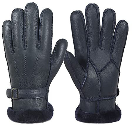 CAZARU 11 Winter verdicken warme Herren Fünf-Finger-Handschuhe PU-Leder Plus Samt Handgelenk Schnee Tag wärmer Fäustlinge Handschuhe wasserdichtes Geschenk