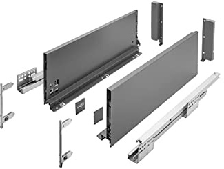 MS Beschläge Push to Open Schubladensystem Anthrazit Unterflurführung Schubkastensystem Vollauszug Schubladenauszug Schubladen-Set (Länge: 450mm, Höhe: 168mm)