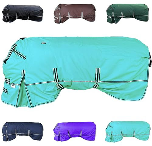 Majestic Ally 1200D Ripstop Pferdedecke Regendecke Führmaschinendecke 250 g/m² Füllung, Türkis, 198 cm