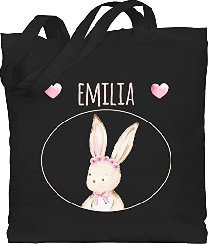 Baumwolltasche - Taschen - Osterhase süßer Hase Mädchen Geschenk I - Unisize - Schwarz - ostern tasche osterhasen oster beutel hasentasche hasen jutebeutel einkaufstasche hasi hasenmotiv