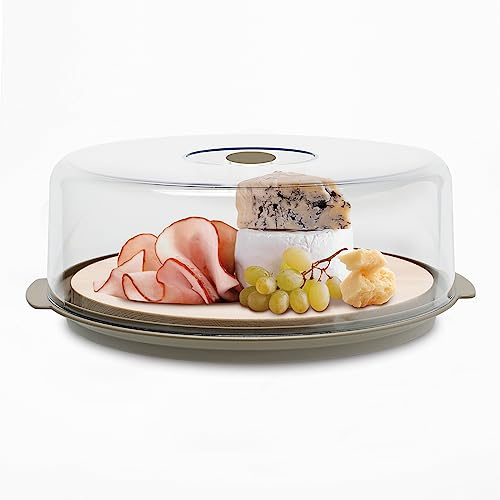 Cosmoplast Tagliere In Legno 3 In 1 Porta Formaggio/copritorta Ideale Per Servire In Tavola, Buffet.