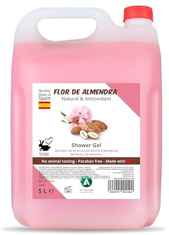Vitacab Gel Doccia Fiore di Mandorlo – detergente liquido corpo in tanica da 5 litri – formula delicata senza parabeni – ricarica per dispenser bagno casa hotel comunità – profumazione floreale