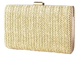 CORIOS Straw Evening Bag for Women Handwoven Clutch Bag Bridal Wedding Purse Ladies Handbag with Detachable Chain Elegant Shoulder Bag Crossbody Bag for Prom Banquet Cocktail Party Camel