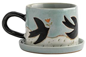 HASMI Kaffeetassen Keramikbecher literarischer kreativer Licht Luxus Kaffeetasse Europäische Tasse Set Retro EIS Rissige Glasur Teetasse Mug (Color : B)