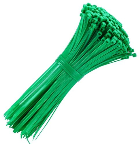 Kabelbinder, 200 mm x 4,8 mm, 100 Stück, Grün, Premium-Nylon, Mehrzweck-Kunststoff-Bindewickel, sicherer selbstschließender Mechanismus, für Haus, Garten, Büro und Heimwerker
