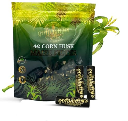 GOLD PALMS® Corn Husk Filter 4/20 Pack | 6-8mm | Aktivkohlefilter Ersatz für Zigaretten und Joints | Nachhaltige Maisblatt Zigarettenfilter | Kiffer Zubehör und Zigarettenzubehör ohne Schmand am Joint