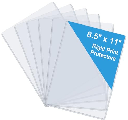 Rainmae 6 Pack 8.5 x 11 Rigid Print Protectors, Clear Waterproof Hard Plastic Page Sheet Protectors, Paper Sleeves Photo Plastic Sleeves Document Holder Birth Certificate Protector