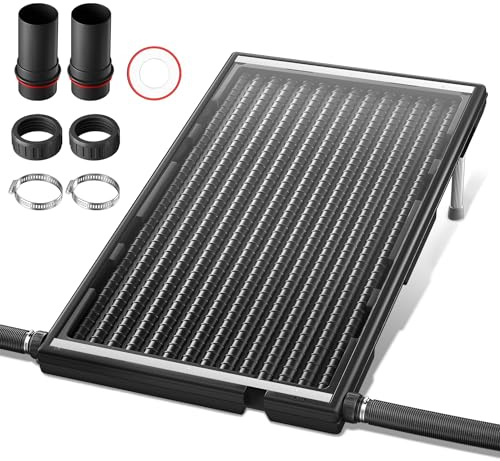 LZQ Panel solar para calefacción de piscina, conector de 50 mm de diámetro, para agua caliente, piscina, ducha de jardín, 111,5 x 66 x 6,5 cm, color negro, rectangular, 1 unidad