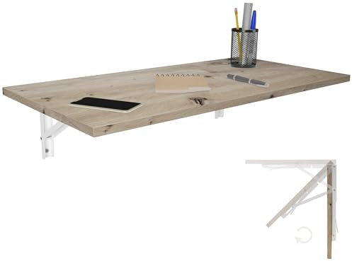 KDR Produktgestaltung Tavolo pieghevole a parete Piano di lavoro 80x40 cm in rovere Tavolo da pranzo pieghevole a parete Tavolo da cucina pieghevole a parete per ufficio cucina sala da pranzo