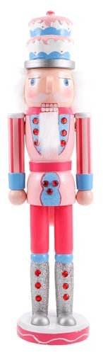 DECHOUS Pastell Pink Nussknacker Weihnachtsdekoration 35,6 cm Kuchen Nussknacker Weihnachten Holz Nussknacker Figur Rosa Nussknacker Festlich Nussknacker Ornament für Weihnachten Tischregale