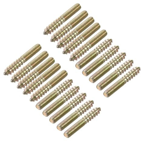 20Pcs M6 Hanger Bolts,Double Sided Screws,Galvanized Dowel Screw Self-Tapping Double Ended Screw for Wood Joints