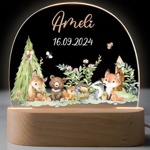 Kidsmood – Nachtlicht für Baby & Kinder – Dimmbare Nachtlampe mit Weihnachtsmotiv & Namen – Personalisierte Geschenke zu Weihnachten - Weihnachtsdeko für Kinderzimmer und unter dem Weihnachtsbaum