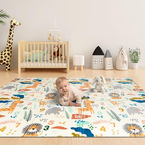 SLAVIBOO Alfombra Bebe Acolchada Plegable, 180x200x1 Reversible, Alfombra de Juegos Bebe, Alfombra Infantil, tapete Actividades Bebe, colchoneta Bebe Suelo, Suelo Bebes Acolchado,Alfombra Juegos Bebe