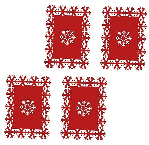 ROMISBABA 4pezzi Tovagliette Di Natale a Motivo Di Neve Per Feste Di Natale Per Tavola Decorazioni Per Tavola Delle Feste Materiale Resistente e Pratico Per Uso Prolungato