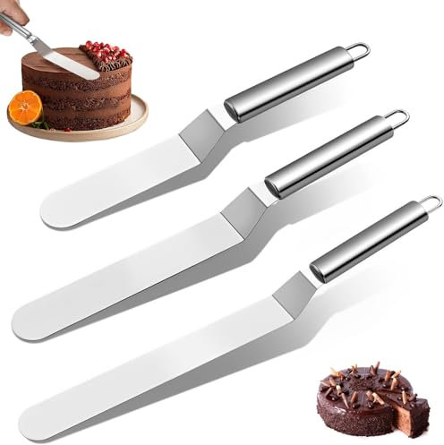 Winkelpalette Edelstahl Set, 3 Stück Edelstahl Streichpaletten Tortenmesser, Wiederverwendbar Winkelpalette Torte, Torten Selber Machen