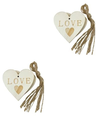 IMIKEYA 2 Sätze Liebe Herzanhänger Hochzeitsdeko Wedding Decoration Hochzeitsdeco DIY Dekoration Hochzeitdeko Girlanden Hängende Anhänger Tür Hängende Dekoration Hölzern 20 Stück * 2
