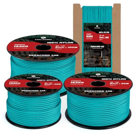 Kamu Synber 3mm Paracord 15m Paracord 425 Nylon Seil Typ II Schnüre 3 Kern