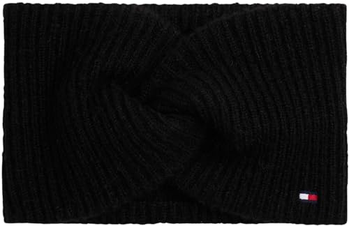 Tommy Hilfiger Damen TH Flag Flauschiges Stirnband AW0AW17778, Schwarz, Einheitsgröße, Schwarz (Schwarz), Einheitsgröße