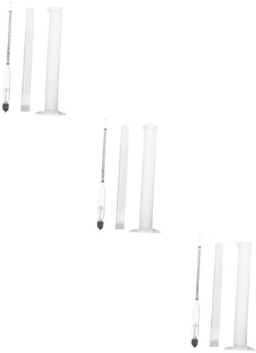 Gatuida 3sets Practical Mead Making Tools Plastic Test Jar Hydrometer for Wine Brewing