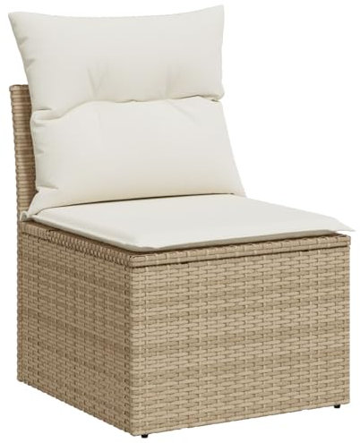 vidaXL Trädgårdsoffset med kudde 7 pcs Beige konstrotting, Trädgårdsoffor, modern modulär utomhuslounge, lätt och slitstark, UV-skyddad möbel