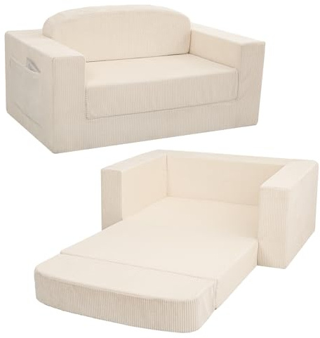 MeMoreCool Schlafsofa Cord 2-Sitzer Faltbares Bodensofa mit Schlaffunktion | Faltbares Sofabett ohne Gestell mit Hochdichtem Schaumstoff, ideal als Cloud Sofa für Wohnzimmer Gästezimmer und Schlafzimmer