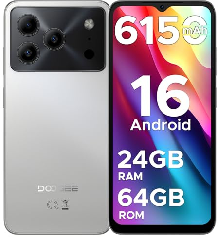 DOOGEE Note 56 Mobile Phones, Newest Android 16 Smartphone, 6150mAh, 8.45mm Ultra-Slim, 6.56 HD+ 90Hz, 24GB + 64GB/2TB Android Phones, Dual SIM Unlocked Mobile Phone, Face ID, GPS, OTG, FM-Plain