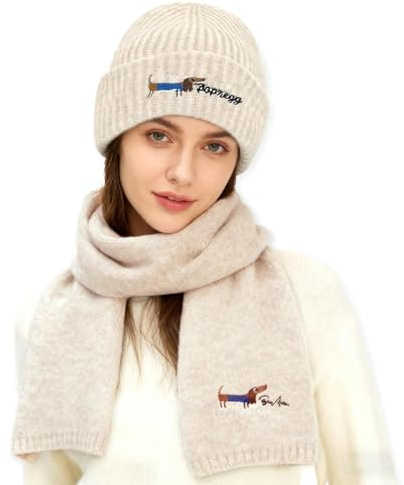 HTTDSLF Dammössa halsduk set, beanie mössa dam vinter, för vintermössa varm stickad mössa mössa vinter jul present, vintermössa vinterhalsduk set för skidor
